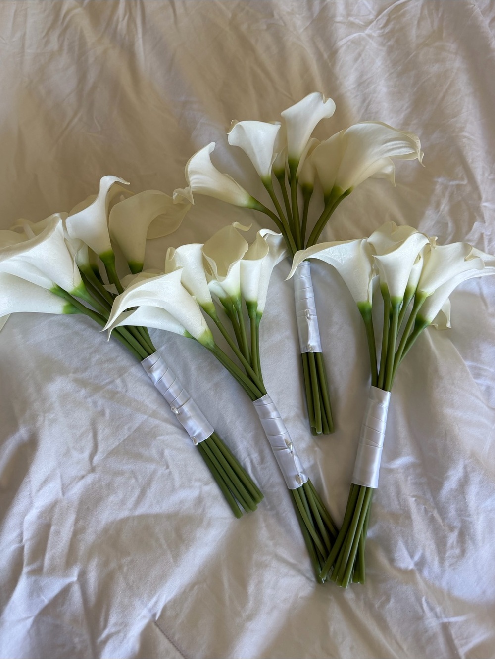 White Calla Lily Bridal/Bridesmaid Bouquets - Set of Four